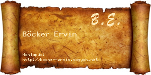 Böcker Ervin névjegykártya